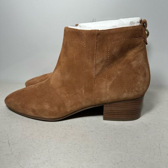 Talbots Women's Ankle Boots Size 11 Sand Suede Zip Block Heel New - Picture 4 of 8